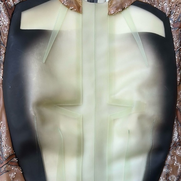 BALENCIAGA HAND PAINTED LATEX DRESS BY NICOLAS GHESQUIERE SIZE 38 LOUIS VUITTON - Picture 9 of 13